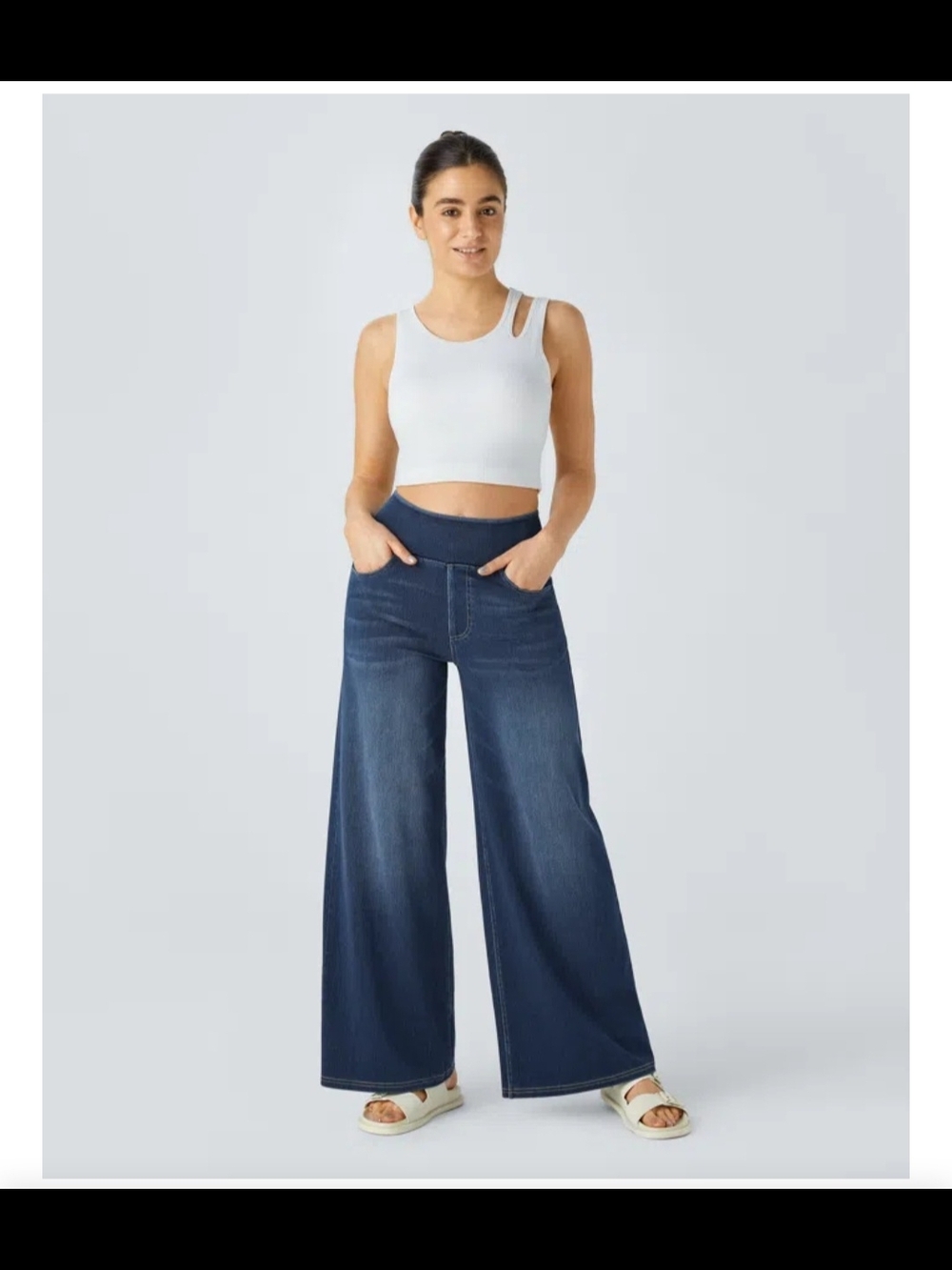 Halara Flex'M High Waisted Pockets Baggy Wide Leg Washed Casual Jeans NWOT - Picture 6 of 7
